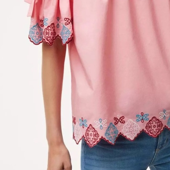 Ann Taylor LOFT Cold Shoulder Fiesta Blouse Top  M - Picture 5 of 6